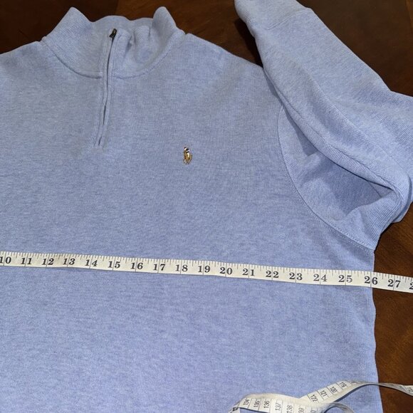 Polo Ralph Lauren Sweater Mens XXL Blue 100% Cotton 1/4 Zip Long Sleeve Pullover - Picture 7 of 15